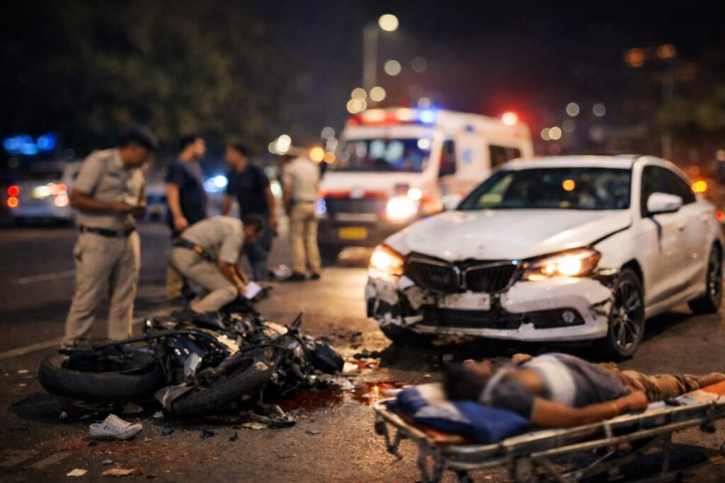 रायपुर में रफ्तार का कहर: तेज रफ्तार कार ने बाइक सवार को कुचला, विधायक पुत्र की कार होने की चर्चा